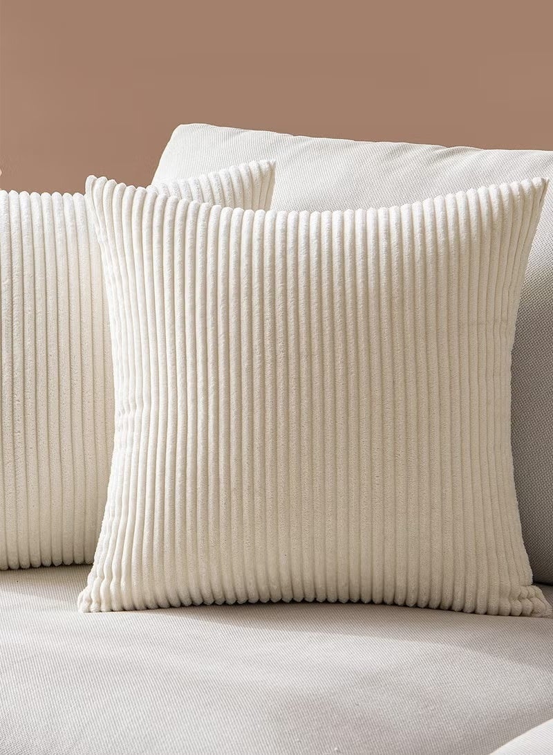 Sofa Decorative Beige Cream Pillow Cover Cushion Cover, Set of 4 Soft Velvet Modern Reversible Design for Home Decor Mix and Match, Pillow Inserts Not Included (45x45CM) - Image 4